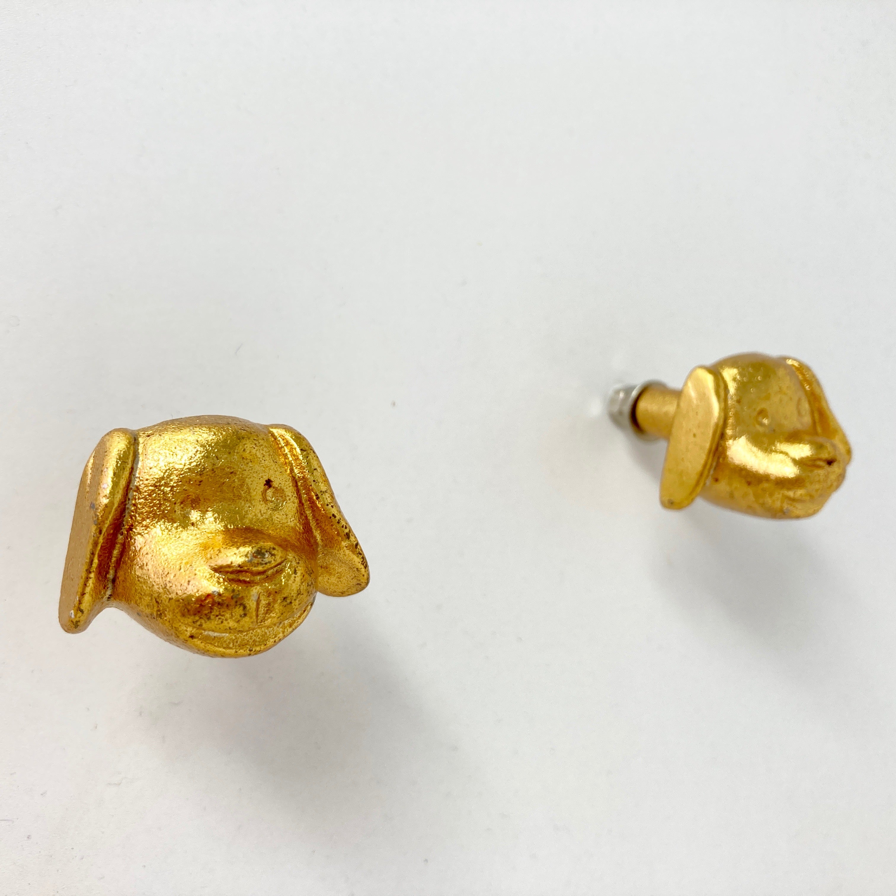 Gold Metal Dog's Head Shaped Knob