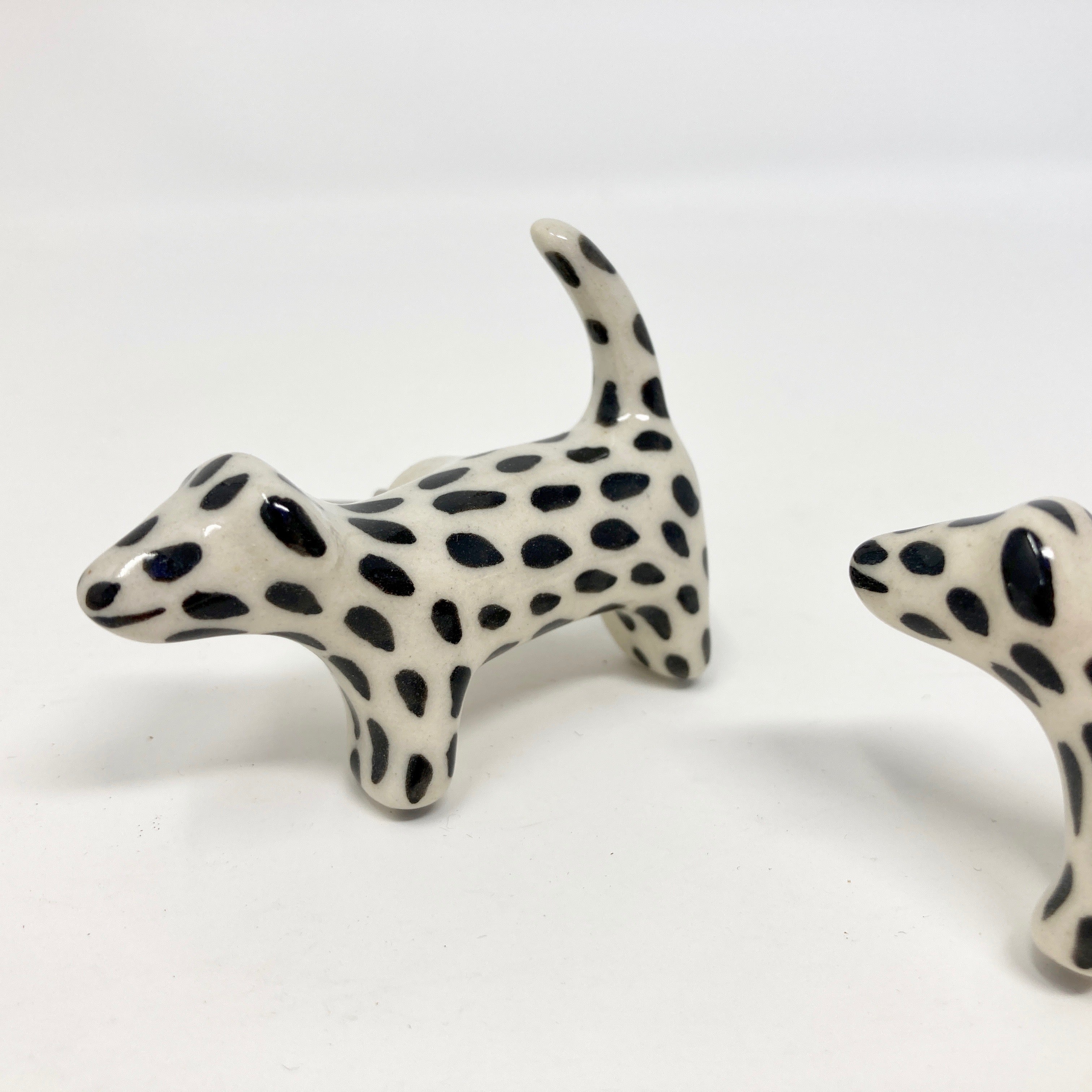 Black & White Spotted Ceramic Dog Knob