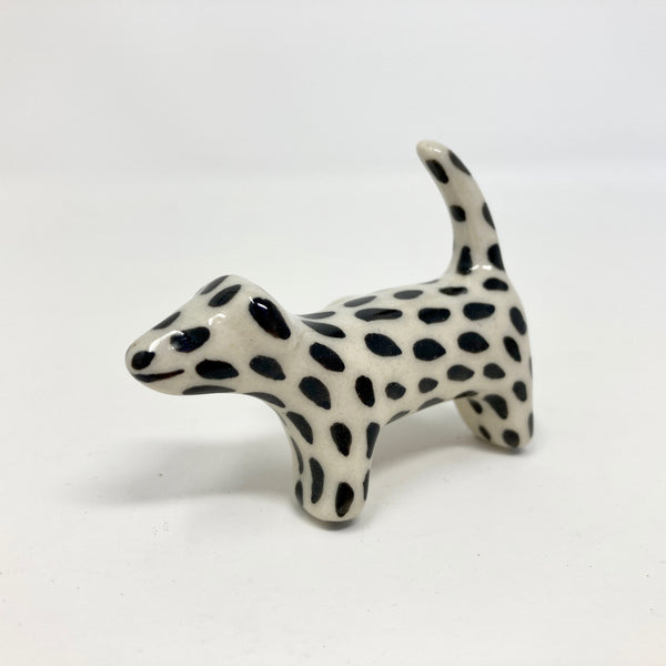 Black & White Spotted Ceramic Dog Knob