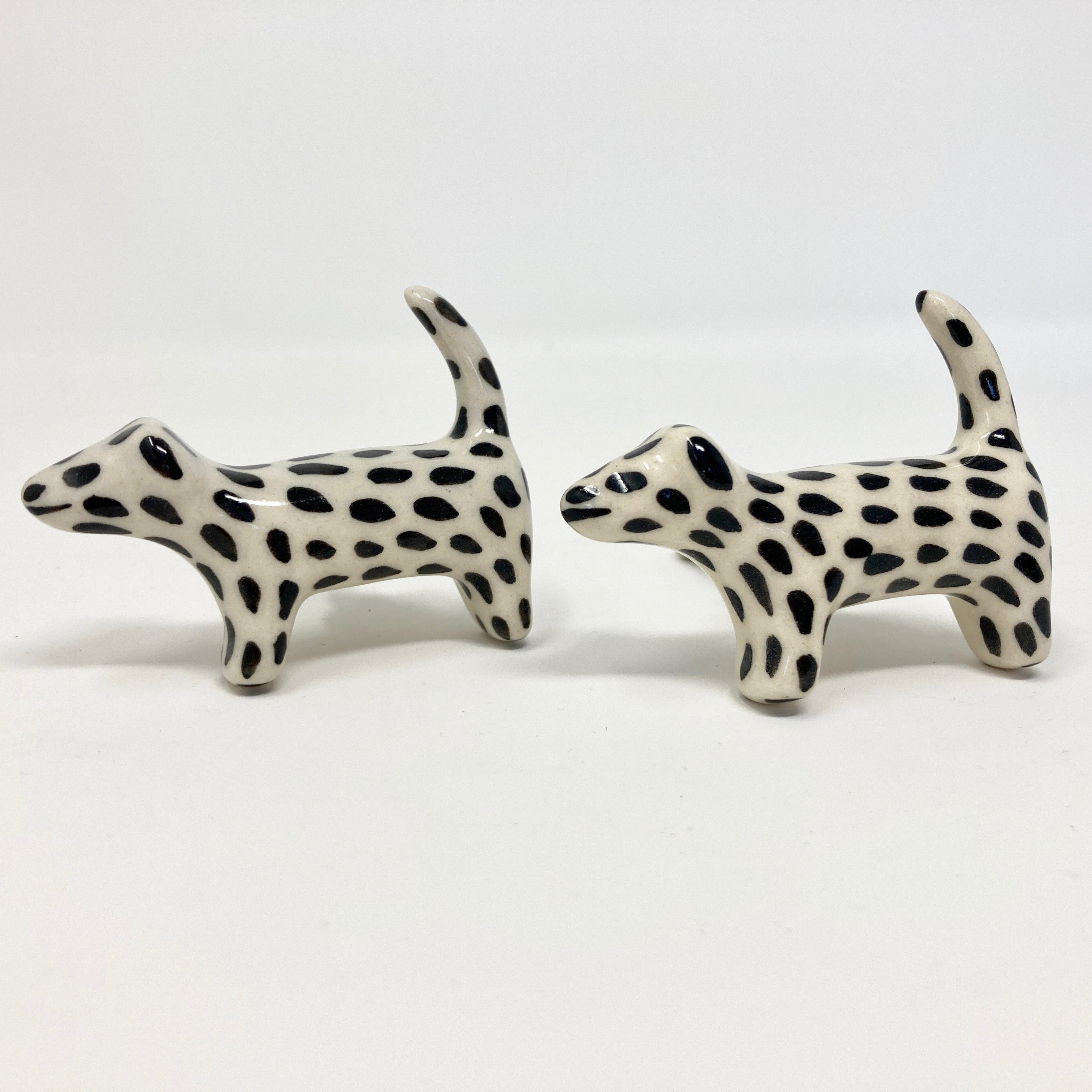 Black & White Spotted Ceramic Dog Knob