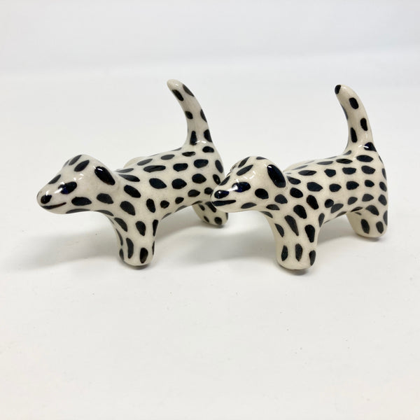 Black & White Spotted Ceramic Dog Knob