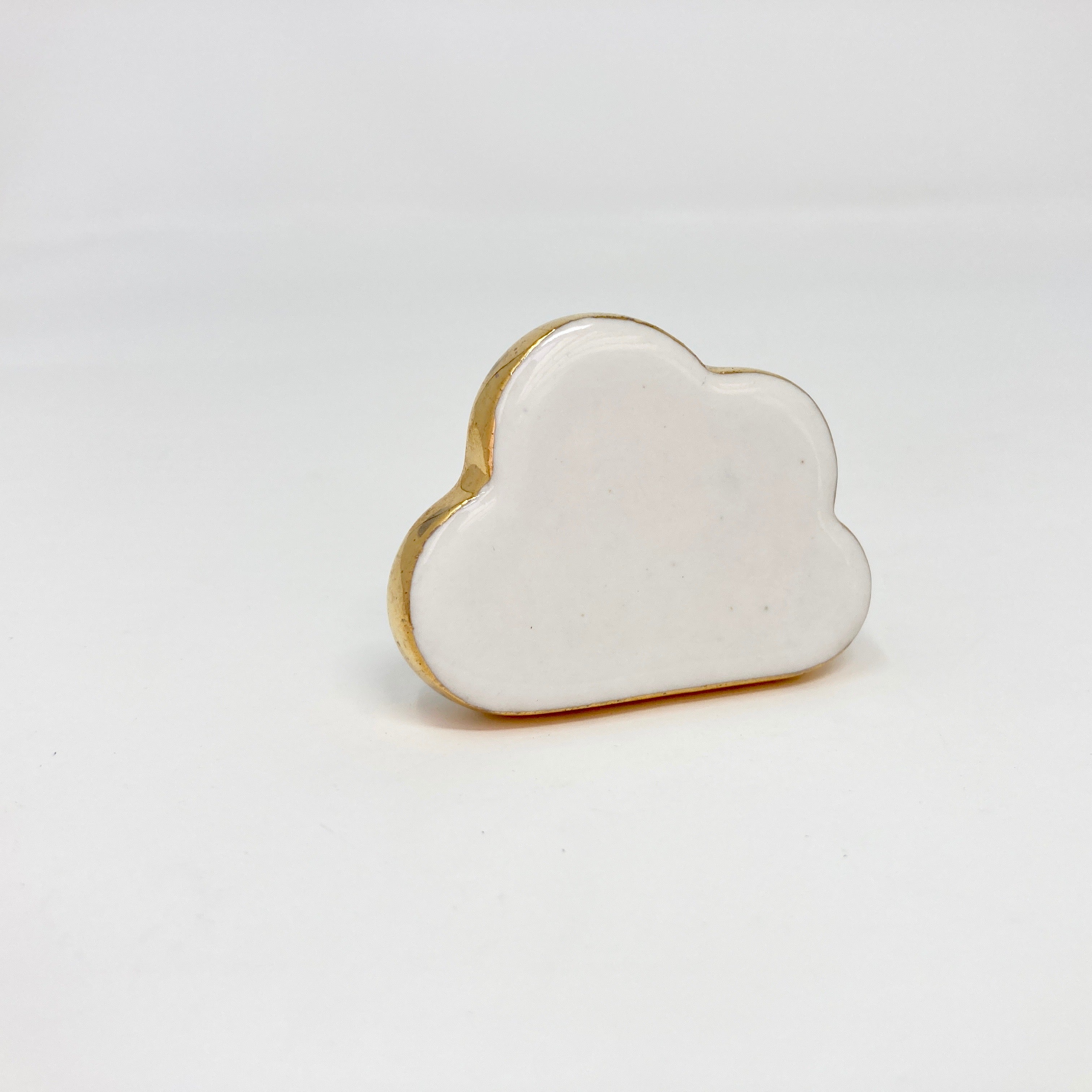 Gold Edged White Cloud Ceramic Knob