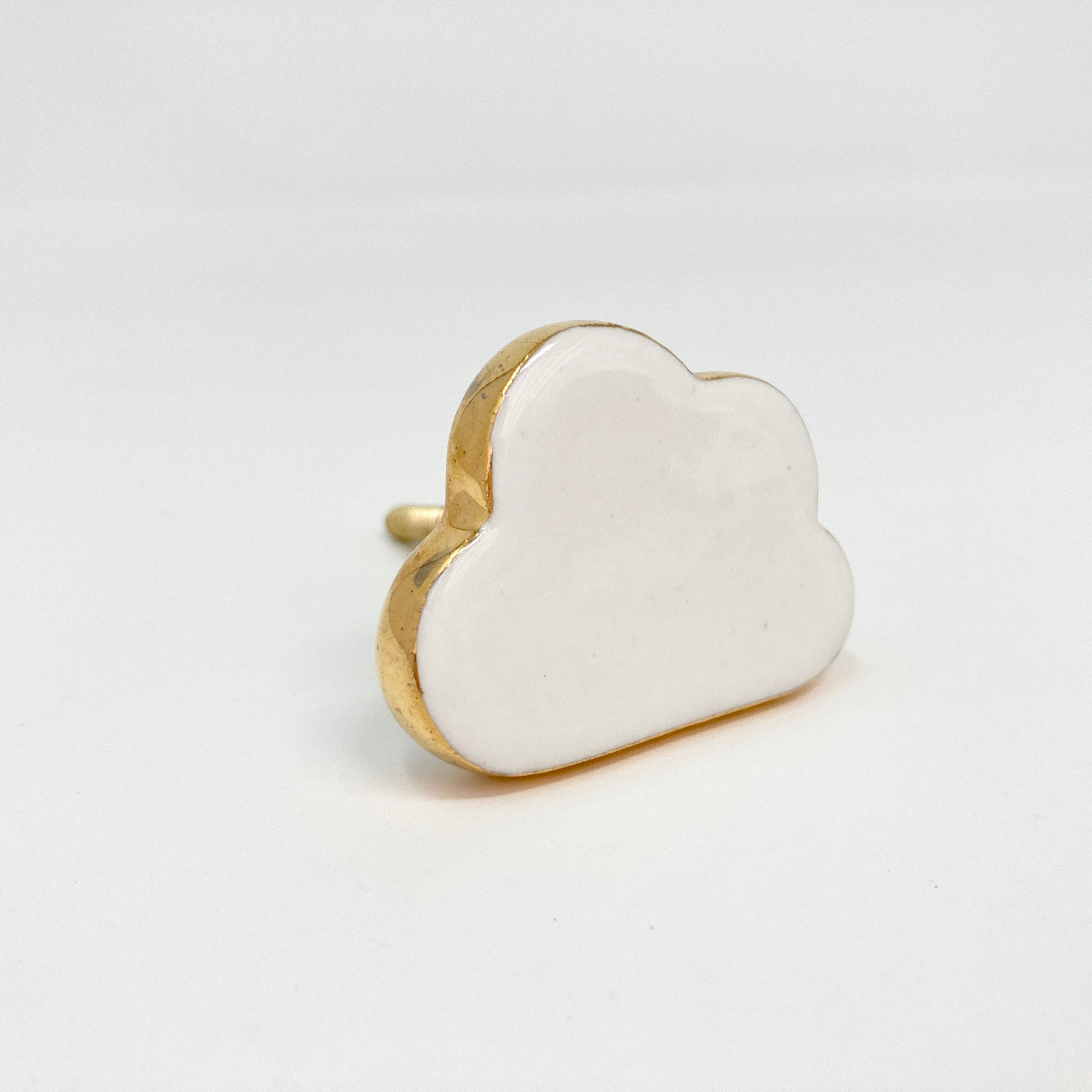 Gold Edged White Cloud Ceramic Knob