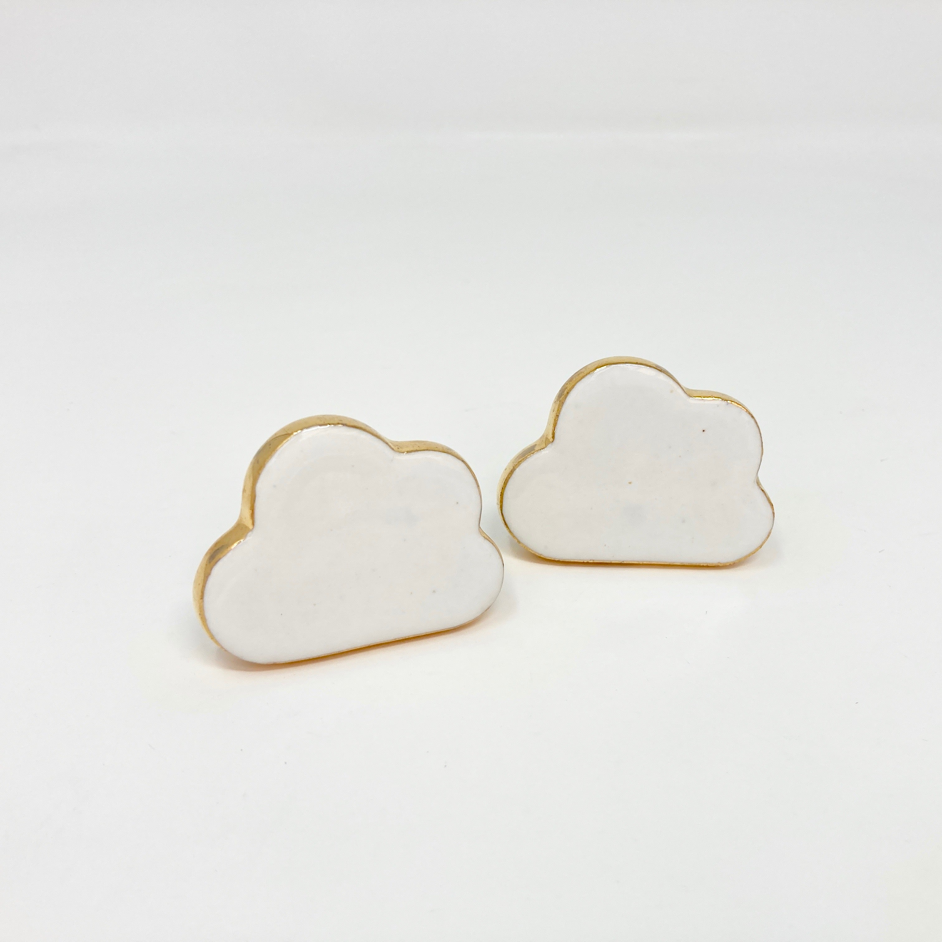 Gold Edged White Cloud Ceramic Knob