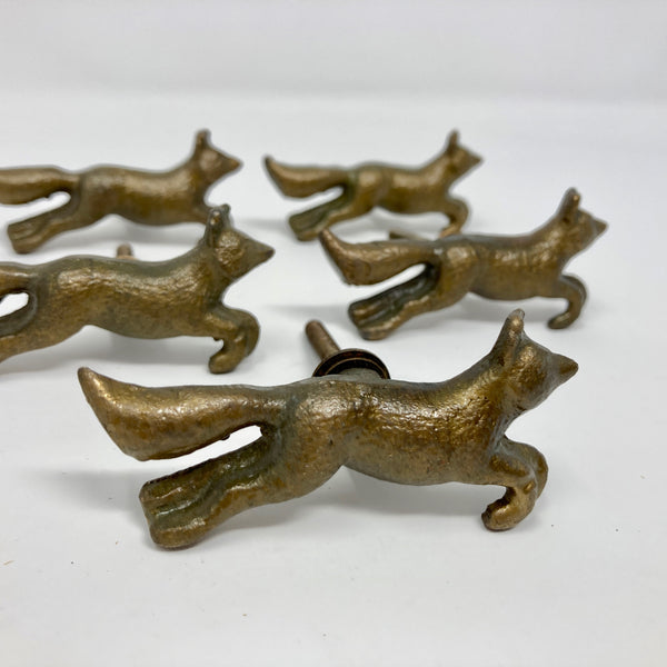 Antique Bronze Running Fox Knob