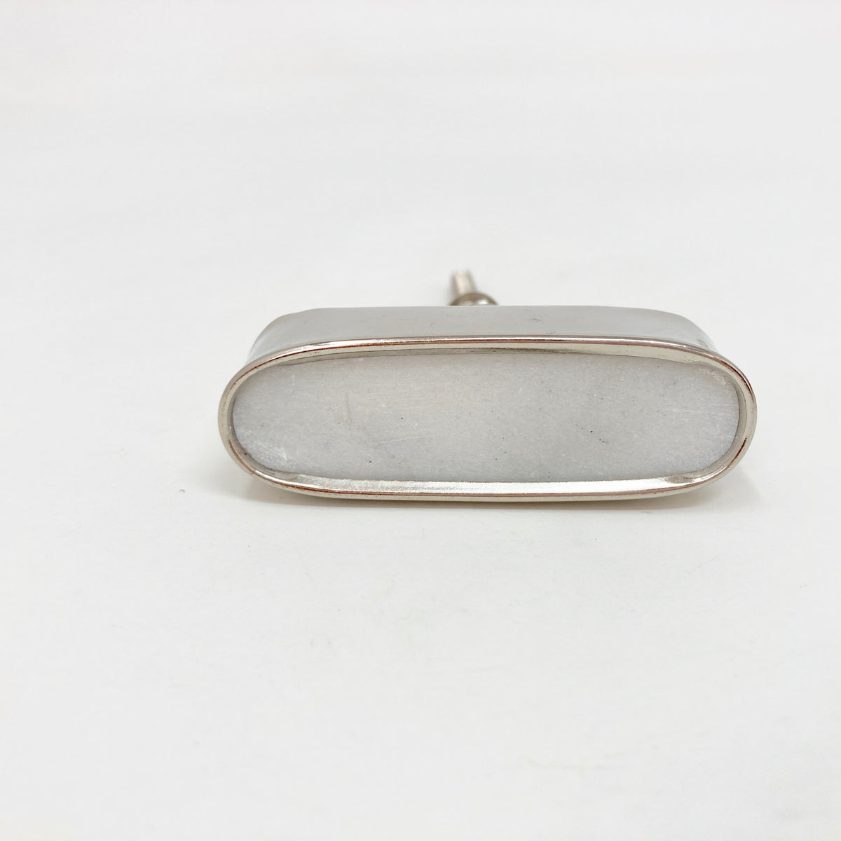 SILVER Oval Brass & Marble Stone Knob for Cabinets, Drawers, & Furniture
