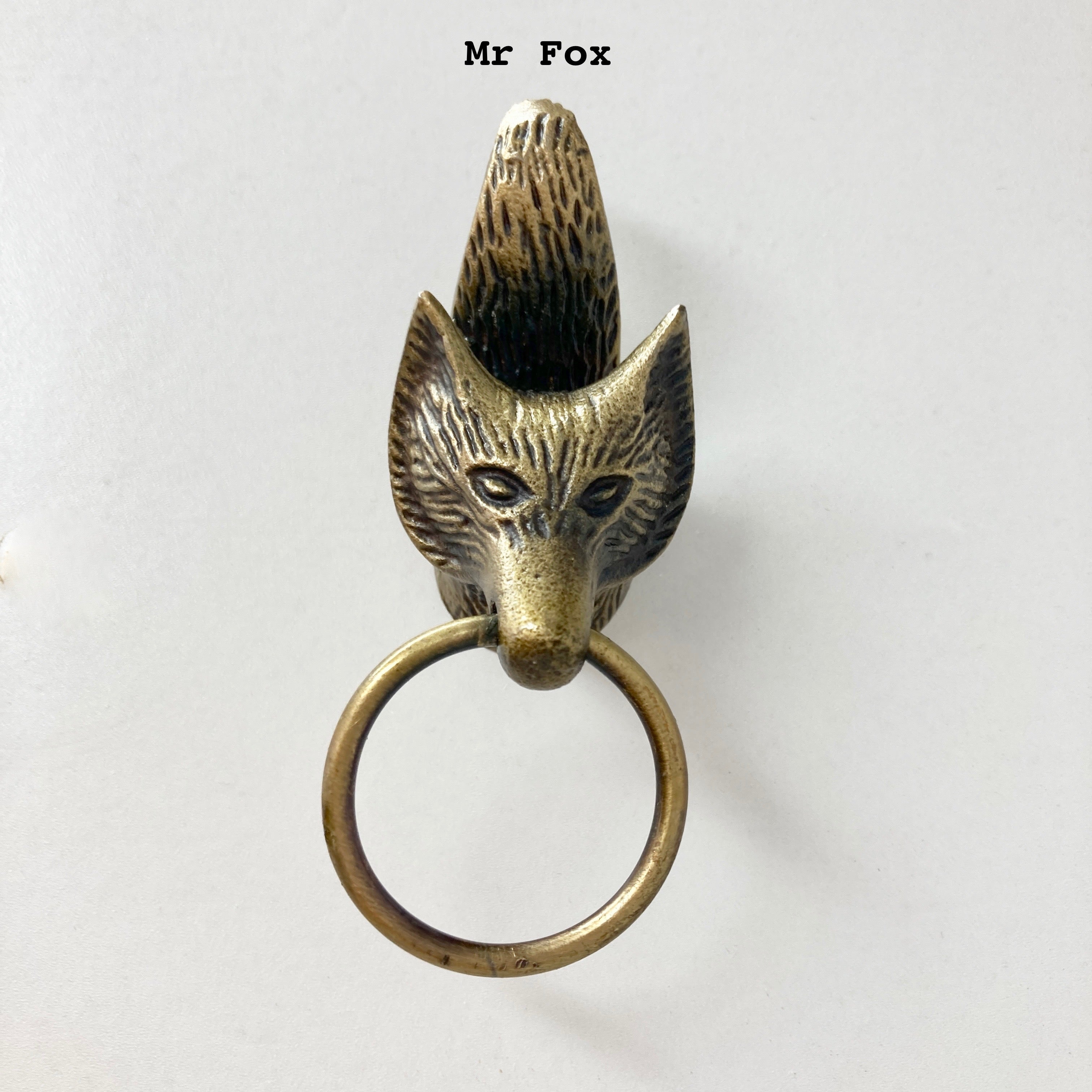 Ring Woodland Antique Brass Animals Stag Hare Fox Owl with Pull Ring Drawers Cupboard Dresser