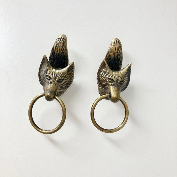 Ring Woodland Antique Brass Animals Stag Hare Fox Owl with Pull Ring Drawers Cupboard Dresser