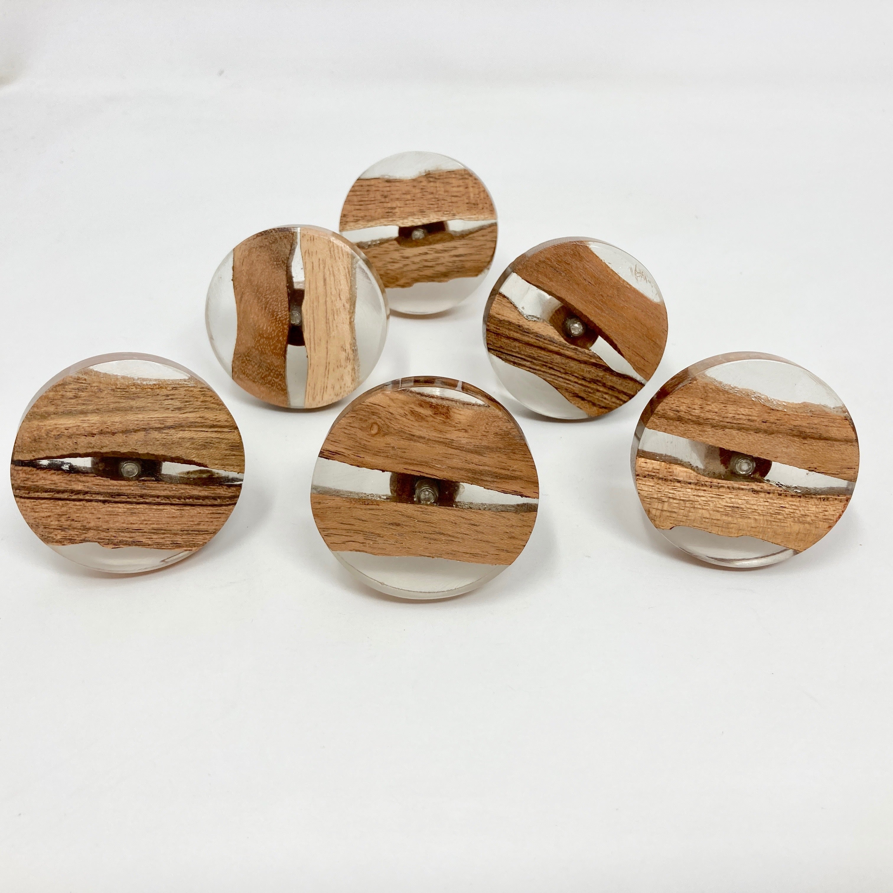 Round Clear Resin & Wood Knob