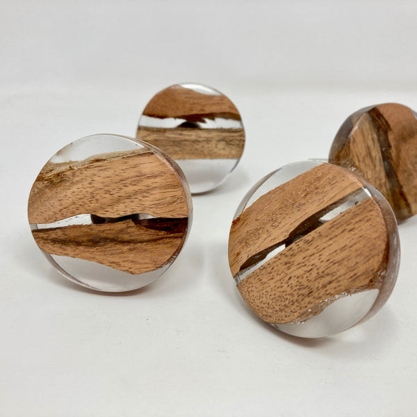 Round Clear Resin & Wood Knob