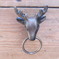 Ring Woodland Antique Brass Animals Stag Hare Fox Owl with Pull Ring Drawers Cupboard Dresser