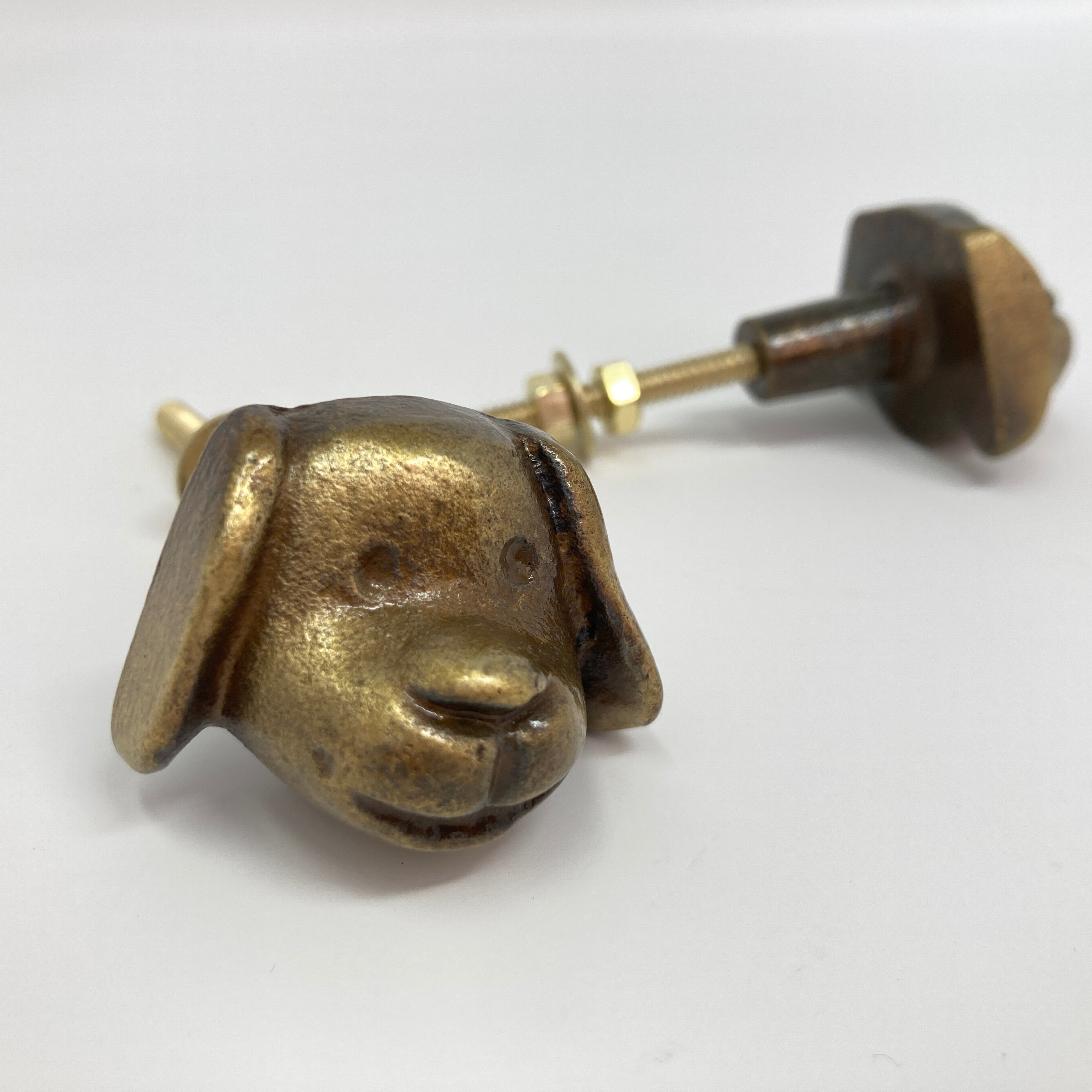 Dog's Head Knob in Antique Bronze Metal Knob